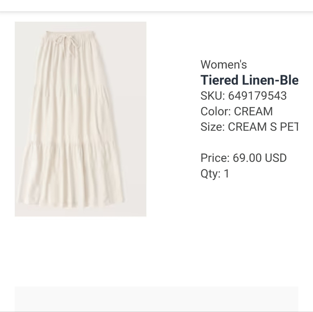 Abercrombie tiered linen-blend maxi skirt, petite length, size small
